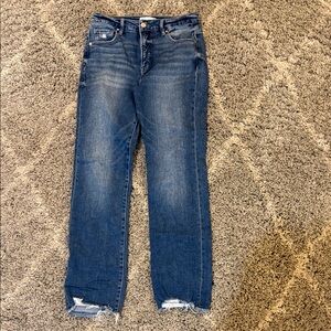 Straight-Leg High-Rise Women’s Jeans in Dark Blue Wash